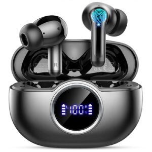 Wireless Earbuds, 2025 Bluetooth 5.4 Headphones Hi-Fi Stereo 3D Bass Ear Buds, 4 ENC Noise Cancelling Mic, 36Hrs USB-C in-Ear Earphones, IP7 Waterproof Workout Sport for Laptop Pad Android iOS, Black