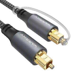Warrky Optical Audio Cable, 6ft / 1.8m Optical Cable for Soundbar [Nylon Braided, Slim Metal Case, Gold-Plated Plug], Fiber Optic Audio Cord Compatible with Samsung, Vizio, LG, Bose, Sony, Sonos