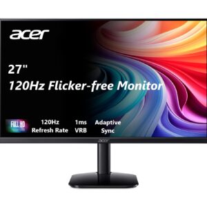 acer KB272 G0bi 27" IPS Full HD (1920 x 1080) Gaming Office Monitor Adaptive-Sync Support (FreeSync Compatible) Up to 120Hz Refresh 1ms (VRB) sRGB 99% Tilt HDMI & VGA Ports