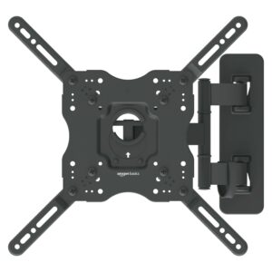 Amazon Basics Full Motion Articulating TV Monitor Wall Mount for 26" to 55" TVs and Flat Panels up to 80 Lbs, Black