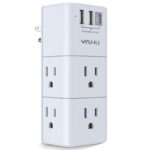 USB Multi Plug Outlet Extender - YISHU Surge Protector with Rotating Plug, 6 AC Plug Extender with 3 USB Ports, 3-Sided Swivel Power Strip Best Ideal Stocking Stuffers for Adults