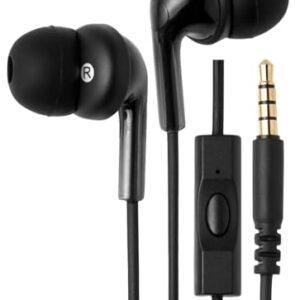 Amazon Basics 3.5mm Jack Wired Earbuds with Microphone, In Ear Headphones, 4.2 ft long cable, S/M/L Ear Tips, Black