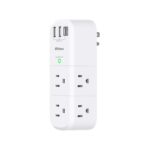 USB Outlet Extender Surge Protector - Mifaso Rotating Plug, 6 AC Multi Plug and 3 USB Ports (1 C), 1800 Joules, 3-Sided Swivel Power Strip Spaced Splitter for Home, Office, Travel