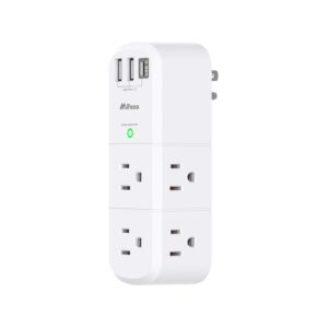 USB Outlet Extender Surge Protector - Mifaso Rotating Plug, 6 AC Multi Plug and 3 USB Ports (1 C), 1800 Joules, 3-Sided Swivel Power Strip Spaced Splitter for Home, Office, Travel