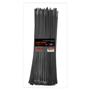 12 Inch Zip Ties Double Sided Toothed,100 LBS Tensile Strength Heavy Duty Cable Wire Ties With Self-Locking Adjustable More Durable Nylon Tie Wraps for Indoor Outdoorï¼ˆ100 Packï¼‰