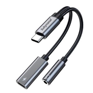 USB c to 3.5mm Headphone and Charger Adapter,2-in-1 USB C PD 3.0 Charging Port to Aux Audio Jack and Fast Charging Dongle Cable Cord Compatible with iPhone 16 /15Pro Samsung Galaxy S22 S21 S20 Pixel
