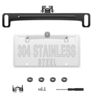 Universal Car Rear View Camera License Plate Bracket,Upgraded Full Stainless Steel Backup Camera Mount Dash Cam Mirror Cam Accessory Rear Camera Mount,Only Installation Holder for Back Up Camera
