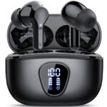 Wireless Earbuds, Bluetooth 5.4 Headphones HiFi Stereo, Bluetooth Earbuds with ENC Noise Cancelling Mic, IP7 Waterproof in Ear Earphones, 48H, LED Display Ear buds for Pad Workout Sports, Black