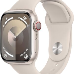 Apple Watch Series 9 [GPS, 45mm] - Starlight Aluminum Case with Starlight Sport Band, M/L (Renewed Premium)