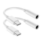 USB C to 3.5mm Audio Headphone Jack Adapter (2Pack), Aux to USB C Dongle Cord Cable Compatible with iPhone 16/15 Series/iPad Pro/Samsung Galaxy S25 S24 S23 Ultra/Google Pixel - White