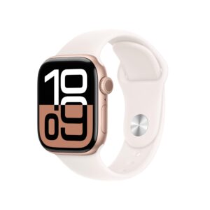 Apple Watch Series 10 [GPS + Cellular 42mm case] Smartwatch with Rose Gold Aluminium Case with Light Blush Sport Band - M/L. Fitness Tracker, ECG App, Always-On Retina Display, Water Resistant