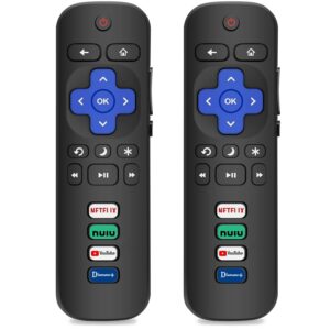 2 Pack Replacement Remote Controls Compatible with Roku Smart TV, Infrared Remotes for TCL/Hisense/Sharp/Philips/Onn/Element/Insignia Roku TV (Not Compatible with Roku Stick, Box or Speaker)