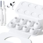 4 Pairs Replacement Ear Tips for AirPods Pro 2nd/1st Generation with Portable Storage Box & Cleaner Pen,Noise Reduction Holewith & Built-in dust Guard Screen,Silicone Ear Tips for AirPods Pro (White)