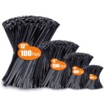Zip Ties Assorted Sizes(4â€+6â€+8â€+12â€), 400 Pack, Black Cable Ties, UV Resistant Wire Ties by ANOSON