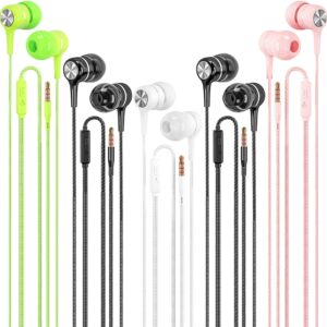 Wired Earbuds with Microphone 5 Pack, in-Ear Headphones with Heavy Bass, High Sound Quality Earphones Compatible with iPad, Laptop, MP3, Android Smartphones, Fits All 3.5mm Jack Device