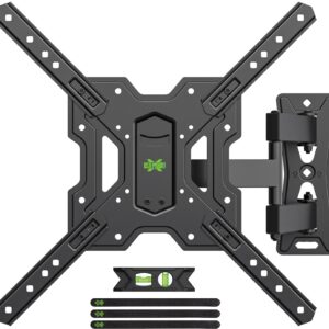 USX MOUNT UL Listed Full Motion TV Mount, Swivel Articulating Tilt TV Wall Mount for 26-55Inch LED, 4K, Wall Mount Bracket with VESA 400x400mm Up to 77lbs, Perfect Center Design -XMM006-1