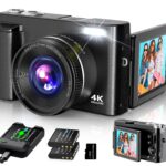 4K Digital Camera for Photography Autofocus, 2024 Latest 48MP Vlogging Camera for YouTube with SD Card, 2 Batteries, 3" 180Â°Flip Screen Compact Travel Camera for Teens with 16X Zoom, Anti-Shake,Black