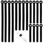 150PCS Reusable Cable Ties - 4+6+8+10inch Multi-Purpose Cable management Hook & Loop Cable Straps Wire Ties,Adjustable Fastening Cord Organizer,Cable Organizer for Home,Office and Data Centers,Black