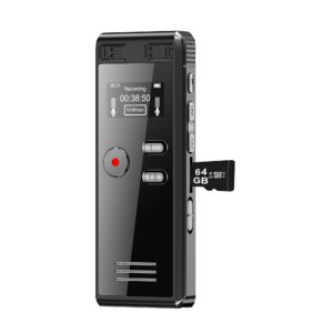 64GB Digital Voice Activated Recorder with Playback - 4552 Hours Audio Recording Device, 3072Kpbs HD Dual MIC Tape Recorder Device for Lecture A-B Repeat, MP3 Player,ã€64GB TF Card Includedã€‘