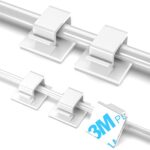 100 PCS Adhesive Cable Clips White (Small & Large), Upgraded Wall Wire Holder for Cord Organizer Cable Management, Outdoor Light Clips Hooks for LED, Car Dash Cam, HDMI, Extension Cord