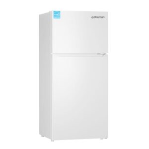 Upstreman 17.6 Cu.Ft. Double Door Refrigerator in White Steel with Large Capacity Top Freezer, Frost Free, Adjustable Thermostat Control, Fingerprint-resistant,Reversible Door Swing, ENERGY STAR