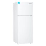 Upstreman 14.7 Cu.Ft. Double Door Refrigerator in White Steel with Large Capacity Top Freezer, Frost Free, Adjustable Thermostat Control, Fingerprint-resistant,Reversible Door Swing, ENERGY STAR