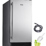 VEVOR Under Counter Ice Maker Machine, 50 Lbs/Day Stainless Steel Built-in Ice Maker with Built in Drain Pump, Reversible Door, 22Lbs Storage, Freestanding Ice Maker for Commercial Home Kitchen
