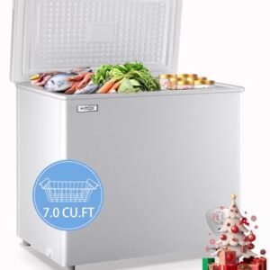 WANAI Chest Freezer 7.0 Cubic Feet Freezers with Removable Storage Basket Energy Saving Perfect for Home Garage Basement Kitchen or Apartment, White