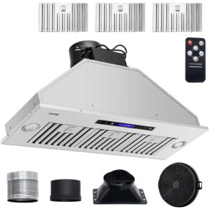 VEVOR Insert Range Hood, 900CFM 4-Speed, 36 Inch Stainless Steel Built-in Kitchen Vent with Touch & Remote Control LED Lights Baffle Filters, Ducted/Ductless Convertible, ETL Listed…
