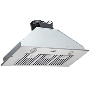 VEVOR Insert Range Hood, 800CFM 3-Speed, 36 Inch Stainless Steel Built-in Kitchen Vent with Push Button Control LED Lights Baffle Filters, Ducted/Ductless Convertible, ETL Listed…