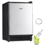 VEVOR Under Counter Ice Maker Machine, Crescent Ice, 15 Lbs/Day Stainless Steel Built in Ice Maker with Reversible Door, 11Lbs Storage Ice Maker Machine for Commercial Home Kitchen, No Drain Required
