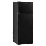 Upstreman 7.7 Cu.Ft. Refrigerator with Freezer, Double Door Fridge, Adjustable Thermostat, Large Capacity, Reversible Door Swing, Refrigerator for Apartment, Office, Dorm, Black(BD75)