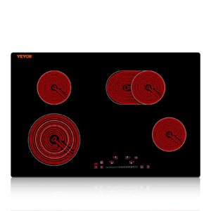 VEVOR Electric Stove Top 30inch 4 Burners Electric Cooktop,9 Power Levels & Sensor Touch Control,Easy to Clean Ceramic Glass Surface,Child Safety Lock,240V