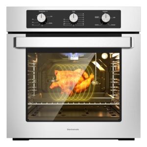 24" Gas Wall Oven, ETL Certified, thermomate 2.12 Cu.ft. Natural Gas Oven with 5 Cooking Functions and Rotisserie, Built-in Gas Wall Oven and Convection Fan, Stainless Steel
