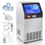 VEVOR Commercial Ice Maker, 100lbs/24H, 55 Ice Cubes in 12-15 Minutes, Freestanding Cabinet Ice Machine with 33lbs Storage Capacity LED Digital Display, for Bar Home Office Restaurant