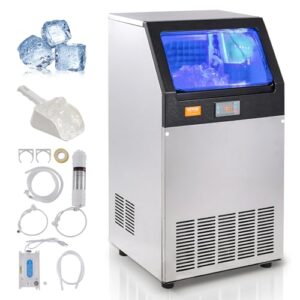 VEVOR Commercial Ice Maker, 100lbs/24H, 55 Ice Cubes in 12-15 Minutes, Freestanding Cabinet Ice Machine with 33lbs Storage Capacity LED Digital Display, for Bar Home Office Restaurant