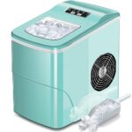 AGLUCKY Ice Makers Countertop with Self-Cleaning, 26lbs/24hrs, 9 Cubes Ready in 6 Mins, Portable Ice Machine with 2 Sizes/Scoop/Basket for Home/Kitchen/Office/Bar/Party, Green