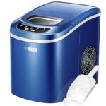 VIVOHOME Electric Portable Compact Countertop Automatic Ice Cube Maker Machine with Hand Scoop and Self Cleaning Function 26lbs/Day Navy Blue