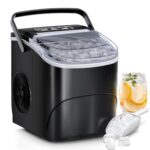 Antarctic Star Countertop Ice Maker,26Lbs/24H,9 Cubes in 6 Mins,Portable Ice Machine with Ice Scoop and Basket,2 Sizes of Bullet Ice Cube for Home Kitchen Office Bar Party.