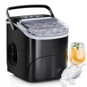 Antarctic Star Countertop Ice Maker,26Lbs/24H,9 Cubes in 6 Mins,Portable Ice Machine with Ice Scoop and Basket,2 Sizes of Bullet Ice Cube for Home Kitchen Office Bar Party.