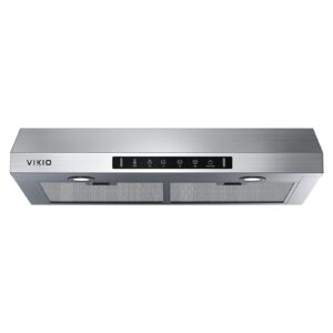 VIKIO HOME Range Hood 30 Inch Under Cabinet, 900 CFM Dual Centrifugal Motor, 3-Speed Ducted Kitchen Vent, Reusable Filters, Stainless Steel Kitchen Exhaust Fan with LED Lights