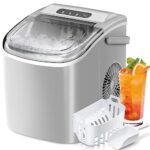 Antarctic Star Countertop Ice Maker Portable Ice Machine with Handle,Self-Cleaning Ice Makers, 26Lbs/24H, 9 Ice Cubes Ready in 6 Mins for Home Kitchen Bar Party (Grey)