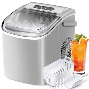 Antarctic Star Countertop Ice Maker Portable Ice Machine with Handle,Self-Cleaning Ice Makers, 26Lbs/24H, 9 Ice Cubes Ready in 6 Mins for Home Kitchen Bar Party (Grey)