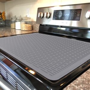 YUHFERA Stove Top Cover for Electric Stove - Silicone Stove Mat for Glass Top, Glass Cooktop Protector, XL Dish Drying Mats For Kitchen,Oven Covers for Electric Stove (Gray,28 x 20)