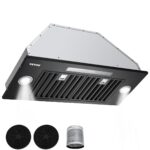 VEVOR Range Hood Insert, 30 Inch Built-in Kitchen Vent Hood, 800CFM Steel Stove Hood, with Gesture & Touch Control, LED Light, Baffle Filters, 4-Speed Exhaust Fan, Ducted/Ductless Convertible