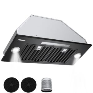 VEVOR Range Hood Insert, 30 Inch Built-in Kitchen Vent Hood, 800CFM Steel Stove Hood, with Gesture & Touch Control, LED Light, Baffle Filters, 4-Speed Exhaust Fan, Ducted/Ductless Convertible