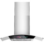 36 inch Wall Mount Range Hood Tempered Glass 900 CFM, Voice/Gesture/Touch Control, Stainless Steel Kitchen Hood Vent with 4 Speed Exhaust Fan, Adjustable Lights, Memory Mode