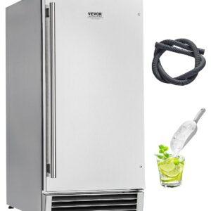 VEVOR Under Counter Ice Maker Machine, 50 Lbs/Day Built in Undercounter Ice Maker with Reversible Door, Stainless Steel, Freestanding Ice Make for Restaurant, Outdoor Kitchen, Terrace, Pool