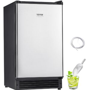 VEVOR Under Counter Ice Maker Machine, Crescent Ice, 25 Lbs/Day Stainless Steel Built in Ice Maker with Reversible Door, 22Lbs Storage Ice Maker Machine for Commercial Home Kitchen, No Drain Required