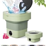 9L Portable Washing Machine, Mini Laundry Washer with 3 Kinds of Time Modes, for Underwear, Baby Clothes, Sock, Small Delicates. Foldable Washing Machine for Apartment, Home, Hotel, Camping, RV(Green)